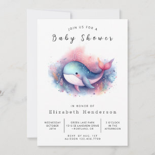 Happy Printable Whale Baby Shower Einladung