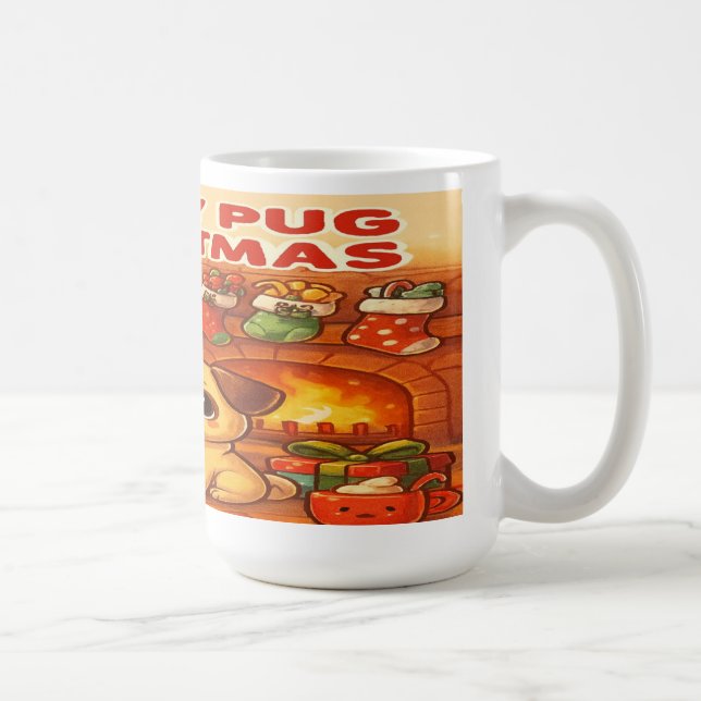 Happy Pug Christmas – Kawaii Holiday Mug  Kaffeetasse (Rechts)