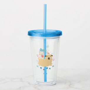 Happy Puggy Acrylic Tumbler Acryltrinkbecher