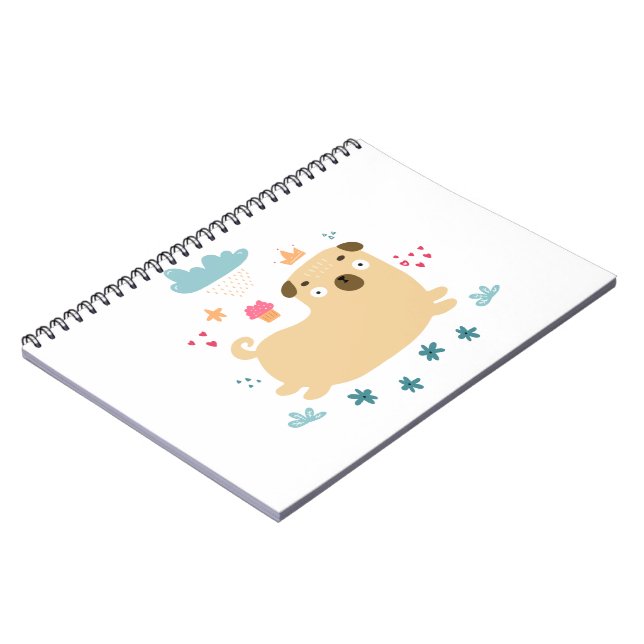 Happy Puggy Foto Notebook Notizblock (Linke Seite)