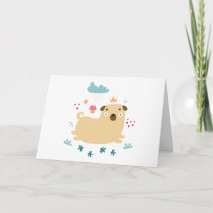 Happy Puggy Greeting Card (Blank) Karte