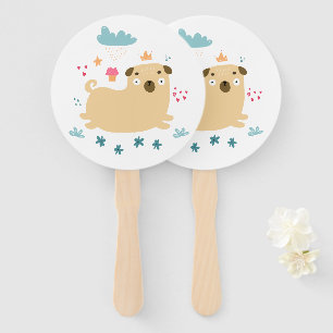 Happy Puggy Hand Fans Fächer