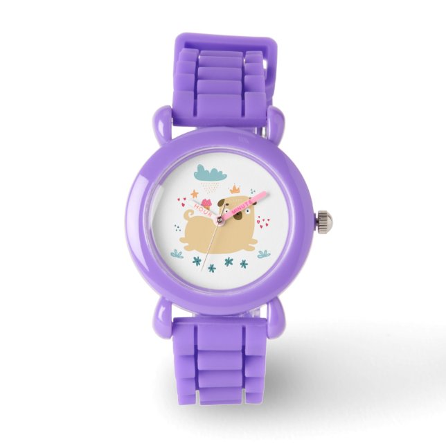 Happy Puggy Watch Armbanduhr (Vorderseite)