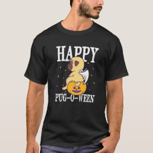 Happy Pugoween ein Mops oder Puggle auf einem Pump T-Shirt
