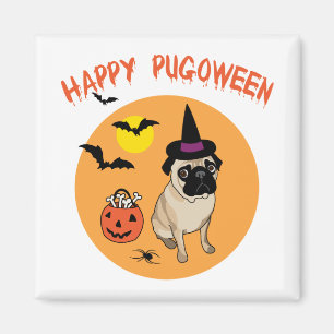 Happy Pugoween Halloween Mops T-Shirts, Geschenke Magnet