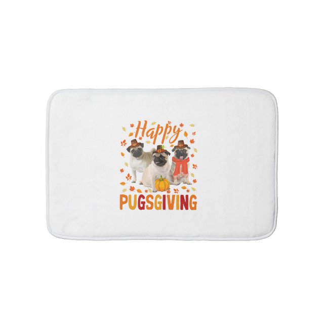 Happy Pugsgiving Niedlich Erntedank Mops Hunde Wea Badematte (Vorderseite)