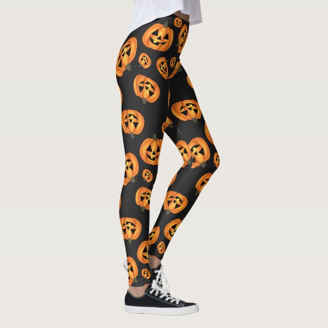 Happy Pumpkin Face Halloween Leggings (Rechts)