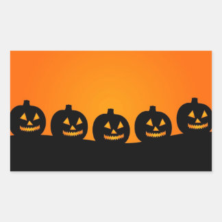 Happy Pumpkin Face Rectangle Stickers