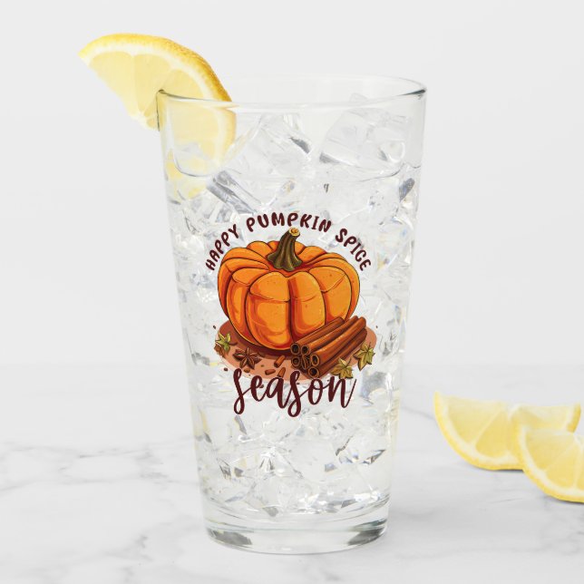 Happy Pumpkin Gewürzsaison - Gemütliche Herbstwoch Glas (Vorderseite Ice)