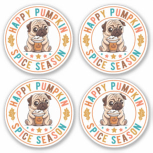 Happy Pumpkin Gewürzsaison Mops Aufkleber