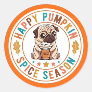 Happy Pumpkin Gewürzsaison Mops Runder Aufkleber