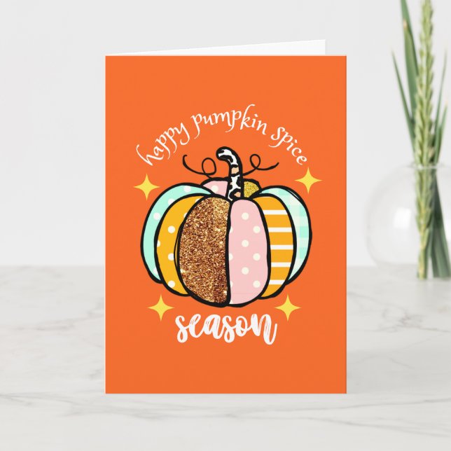 Happy Pumpkin Gewürzsaison Niedlicher Erntedank Ca Karte (Vorderseite)