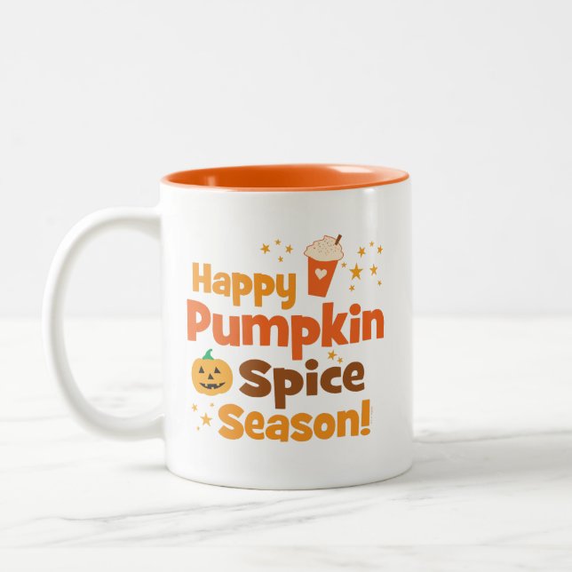 Happy Pumpkin Gewürzsaison Zweifarbige Tasse (Links)