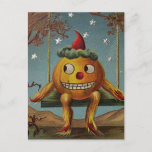 Happy Pumpkin (Vintage Halloween-Karte) Postkarte