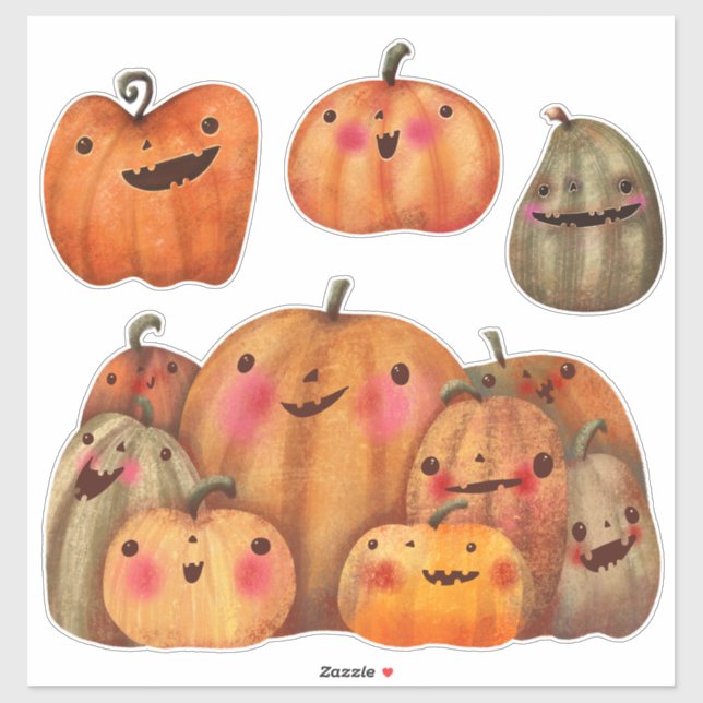 Happy Pumpkins Collection - Niedliches Halloween Aufkleber (Blatt)
