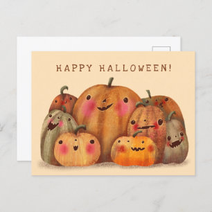 Happy Pumpkins - Niedliches Halloween Postkarte