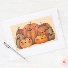 Happy Pumpkins - Niedliches Halloween Rechteckiger Aufkleber