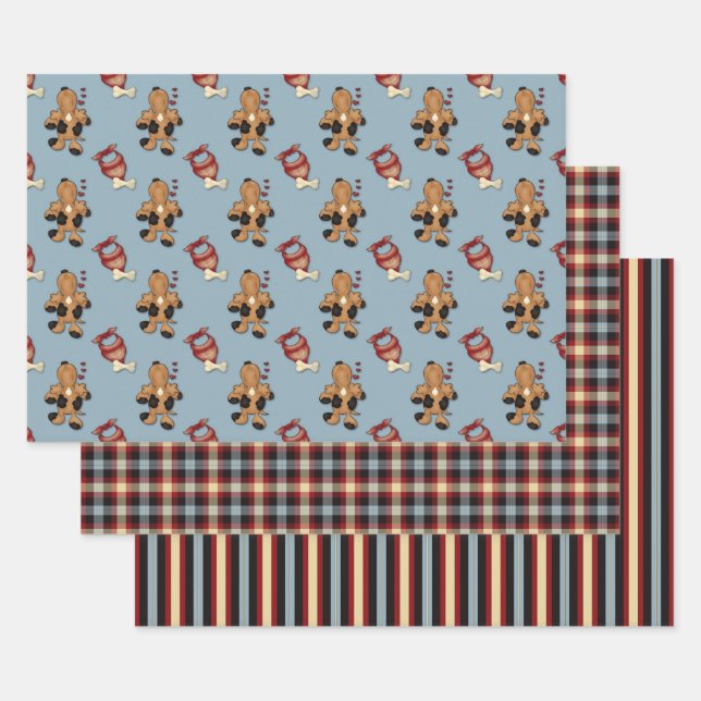 Happy Pup Doggie Love Wrapper Papier (Lot)