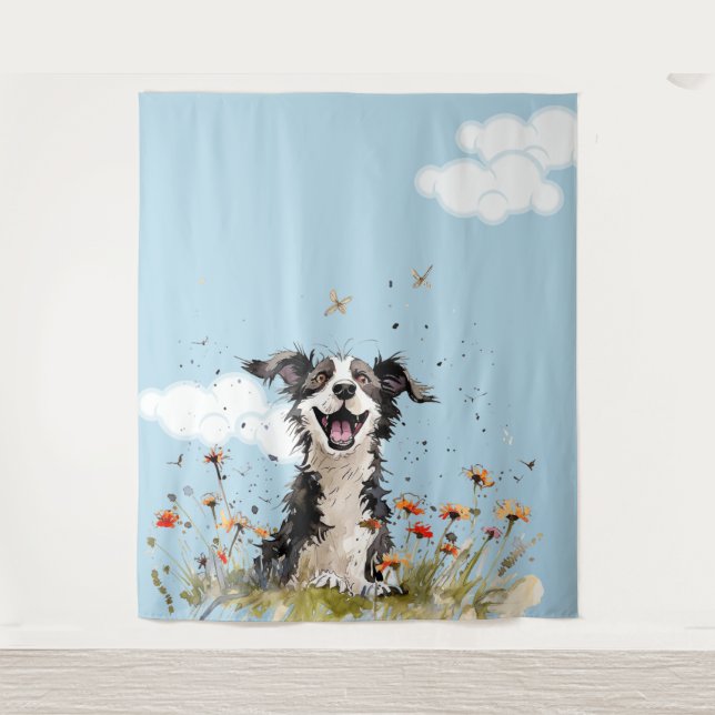 Happy Pup Wandteppich (Vorderseite)