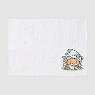 Happy Puppies Rolling in May - Kawaii Hund Kunst Seidenpapier