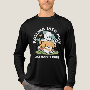 Happy Puppies Rolling in May - Kawaii Hund Kunst Tri-Blend Shirt