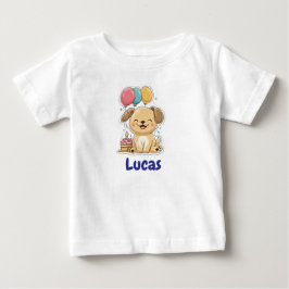 Happy Puppy, Boy, Let's Pawty, 1st Birthday  Baby T-shirt
