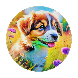 Happy Puppy Meadow Design Schneidebrett