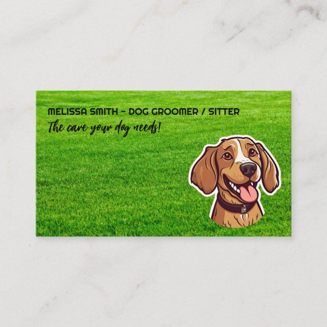 Happy Puppy | Park Grass | Hundepaws Visitenkarte (Vorderseite)