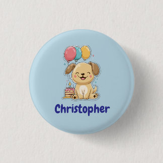 Happy Puppy Pawty, 1st Birthday, Personalized Button
