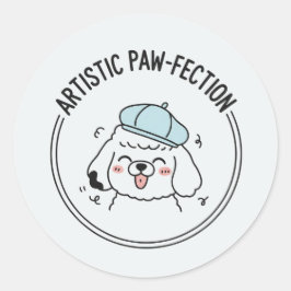 Happy Puppy Poodle Dog Portrait Illustration Runder Aufkleber