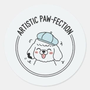 Happy Puppy Poodle Dog Portrait Illustration Runder Aufkleber