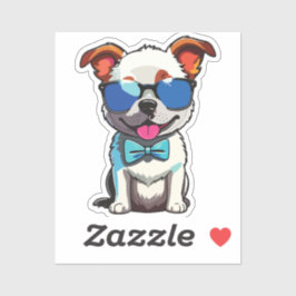 Happy puppy with glasses aufkleber