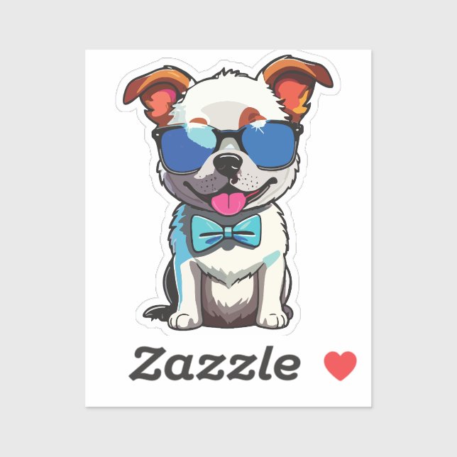 Happy puppy with glasses aufkleber (Blatt)