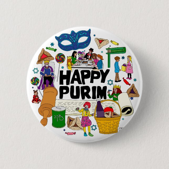 Happy Purim Button (Vorderseite)