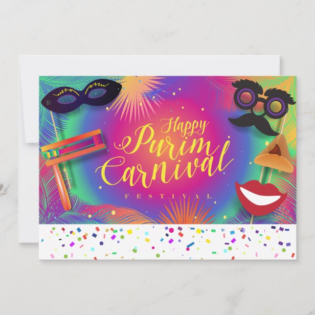 Happy Purim Carnival Feiertagskarte (Vorderseite)