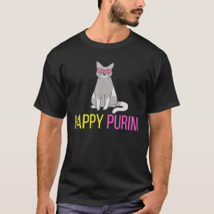 Happy Purim Cat Funny Costume Jüdischer Urlaub Pur T-Shirt