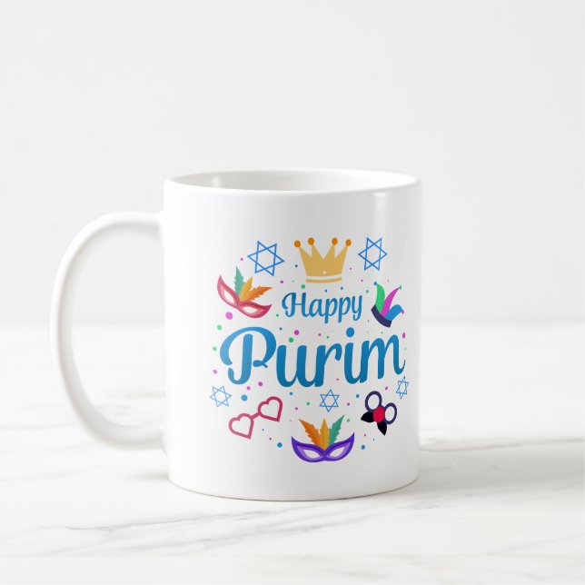 Happy Purim - Chag Purim Sameach Kaffeetasse (Links)