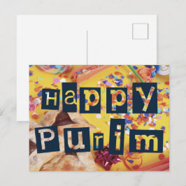 Happy Purim Colorful Jewish Holiday Postkarte