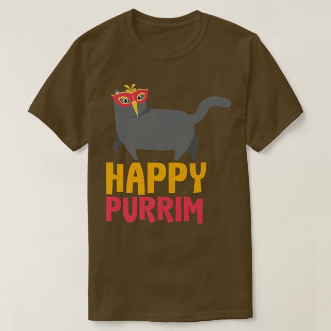 Happy Purim Costume Idea Funny Cat Hebrew Jewish H T-Shirt (Design vorne)