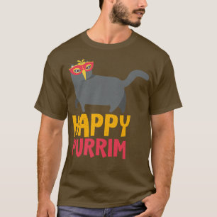 Happy Purim Costume Idea Funny Cat Hebrew Jewish H T-Shirt