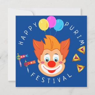 Happy Purim Festival Funny Clown Kinder Party Einladung