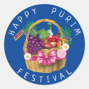 Happy Purim Festival Funny Clown Kinder Party Runder Aufkleber