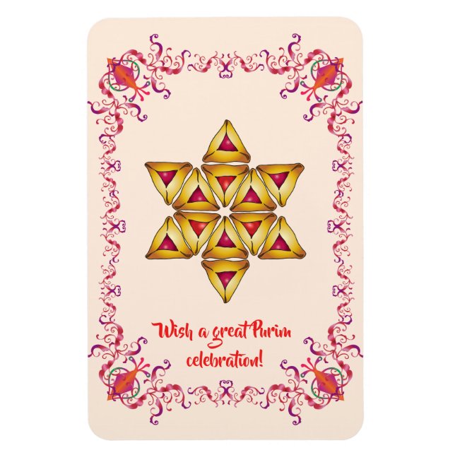 Happy Purim Festival Hamantaschen Kekse Vintag Magnet (Vertikal)