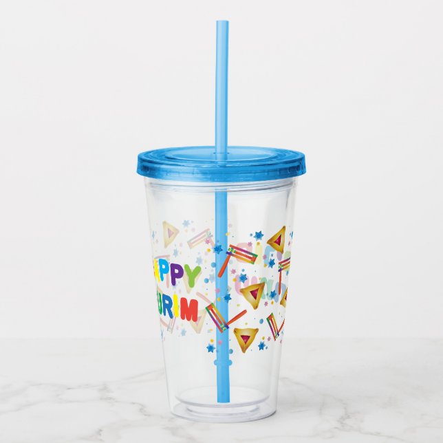 Happy Purim Festival Kinder Party Pattern Urlaub Acryltrinkbecher (Vorderseite)