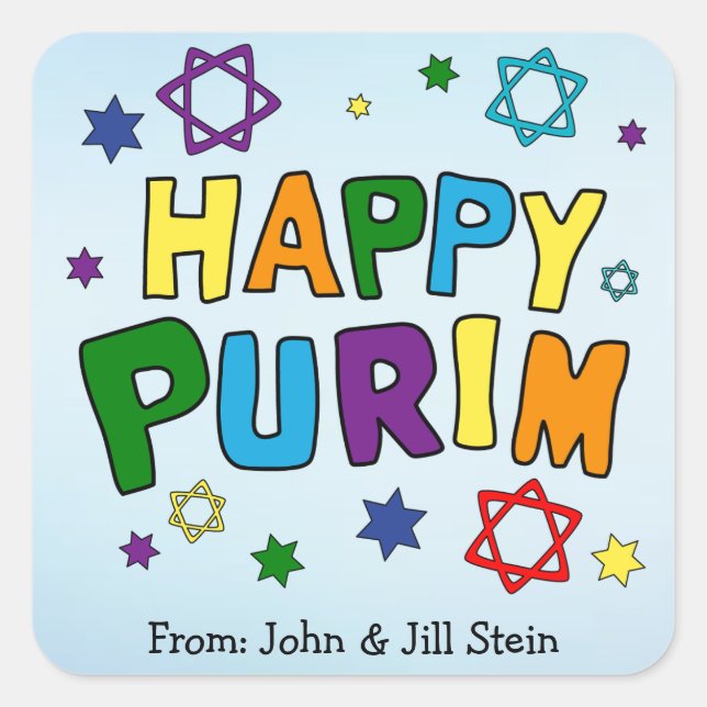 Happy Purim Fun Quadratischer Aufkleber (Vorderseite)