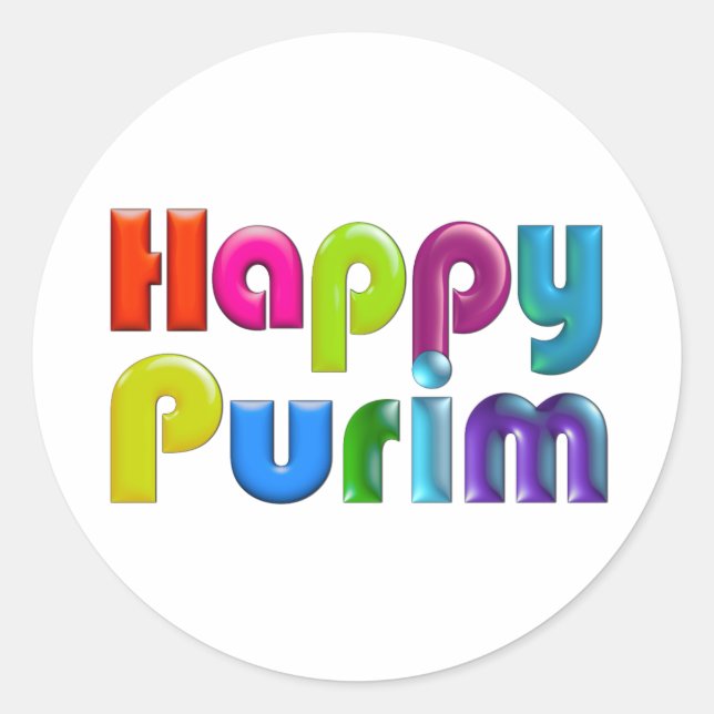 HAPPY PURIM Funky Grußkarte Runder Aufkleber (Vorderseite)