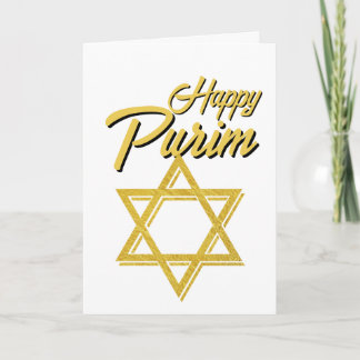 Happy Purim Greeting Card - Golden Star of David Karte