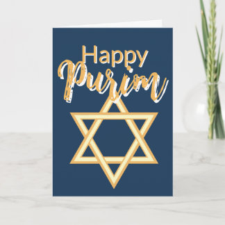 Happy Purim Greeting Card - Star of David Blue  Karte