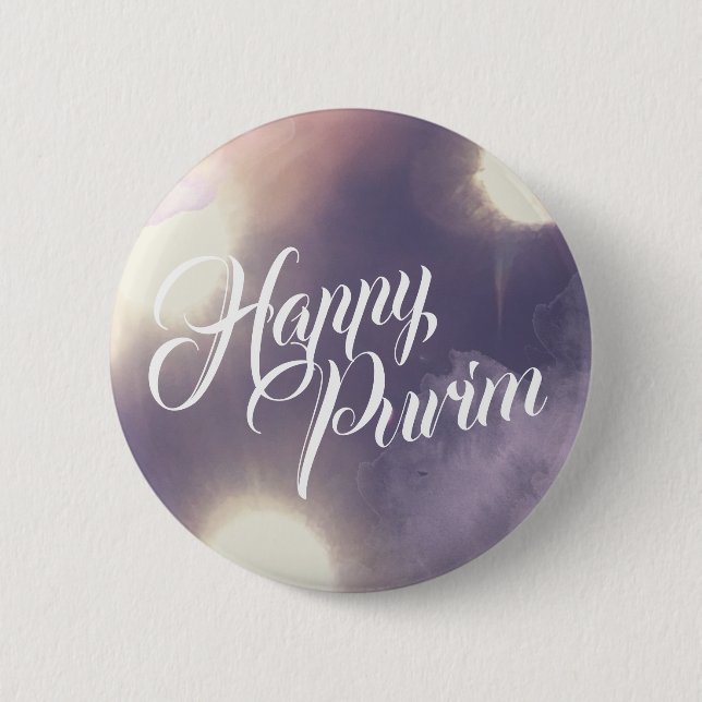 Happy Purim in Sparkle und Lila Button (Vorderseite)