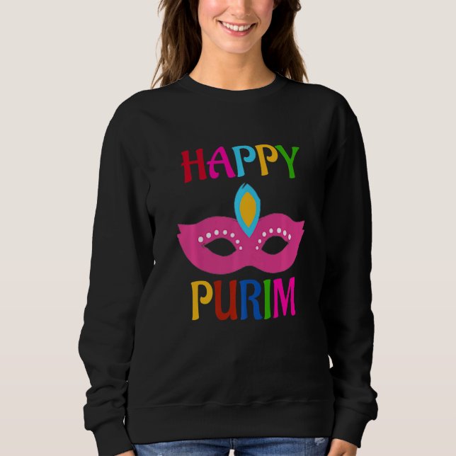 Happy Purim Mask Sweatshirt (Vorderseite)